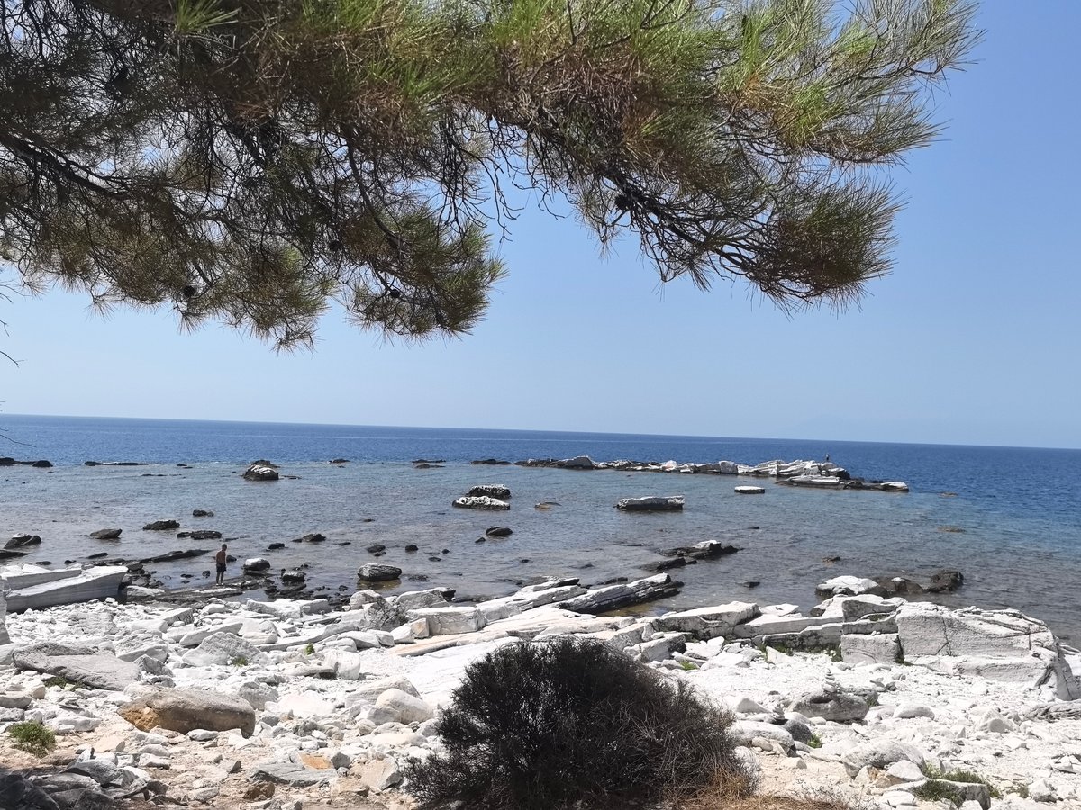 Clear water and rocky shoreline on the Greek coast