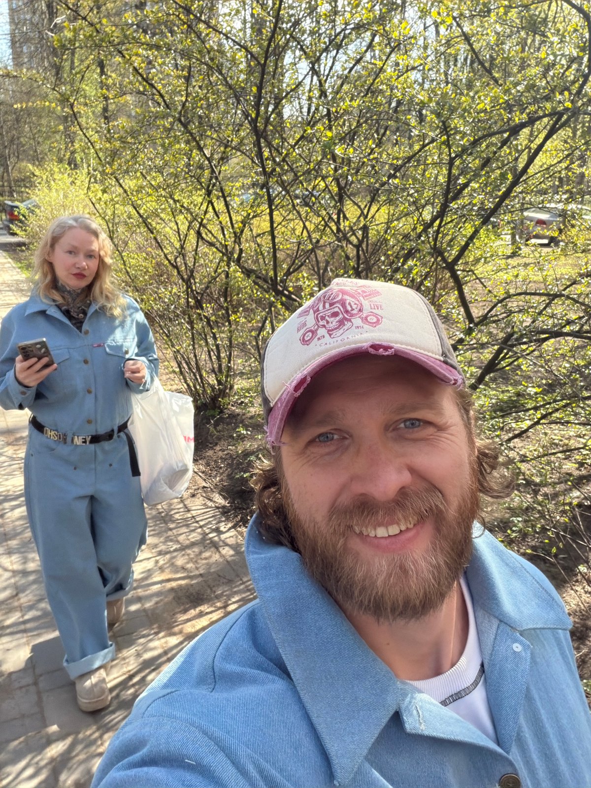 Spring day park visit captured in Saint Petersburg