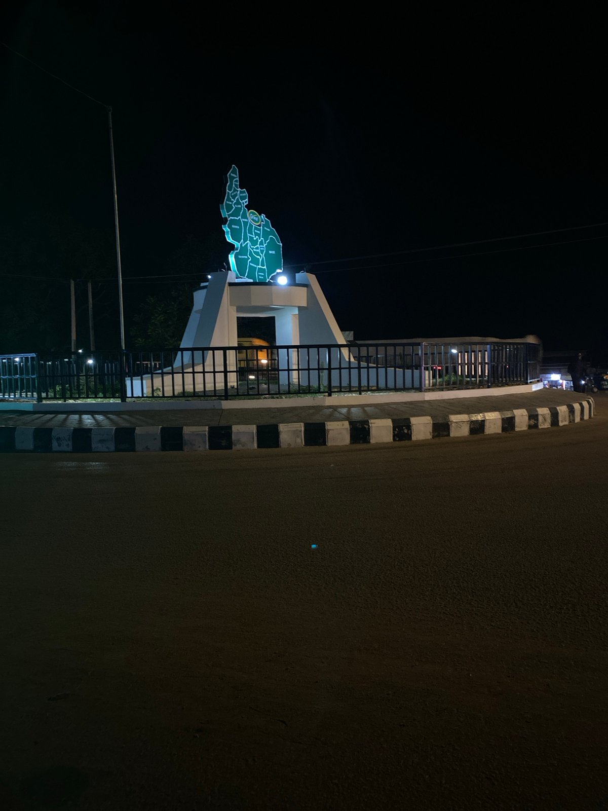 Nighttime activity recorded at illuminated monument in Bukuru, Nigeria