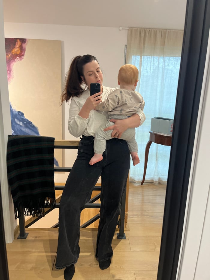 Mother and infant documented in casual domestic moments, Germany