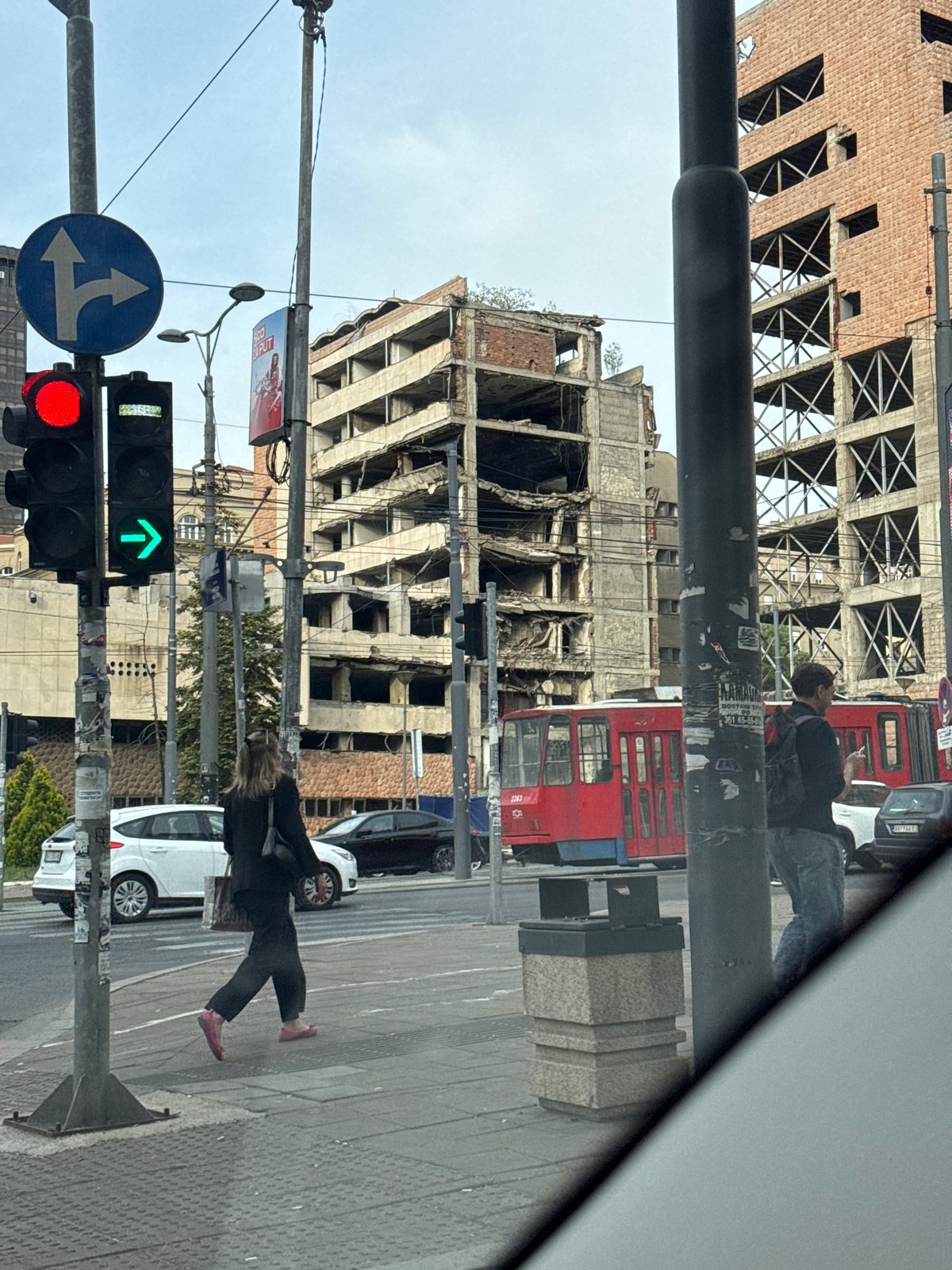 Damaged Yugoslav Ministry building documented in Belgrade