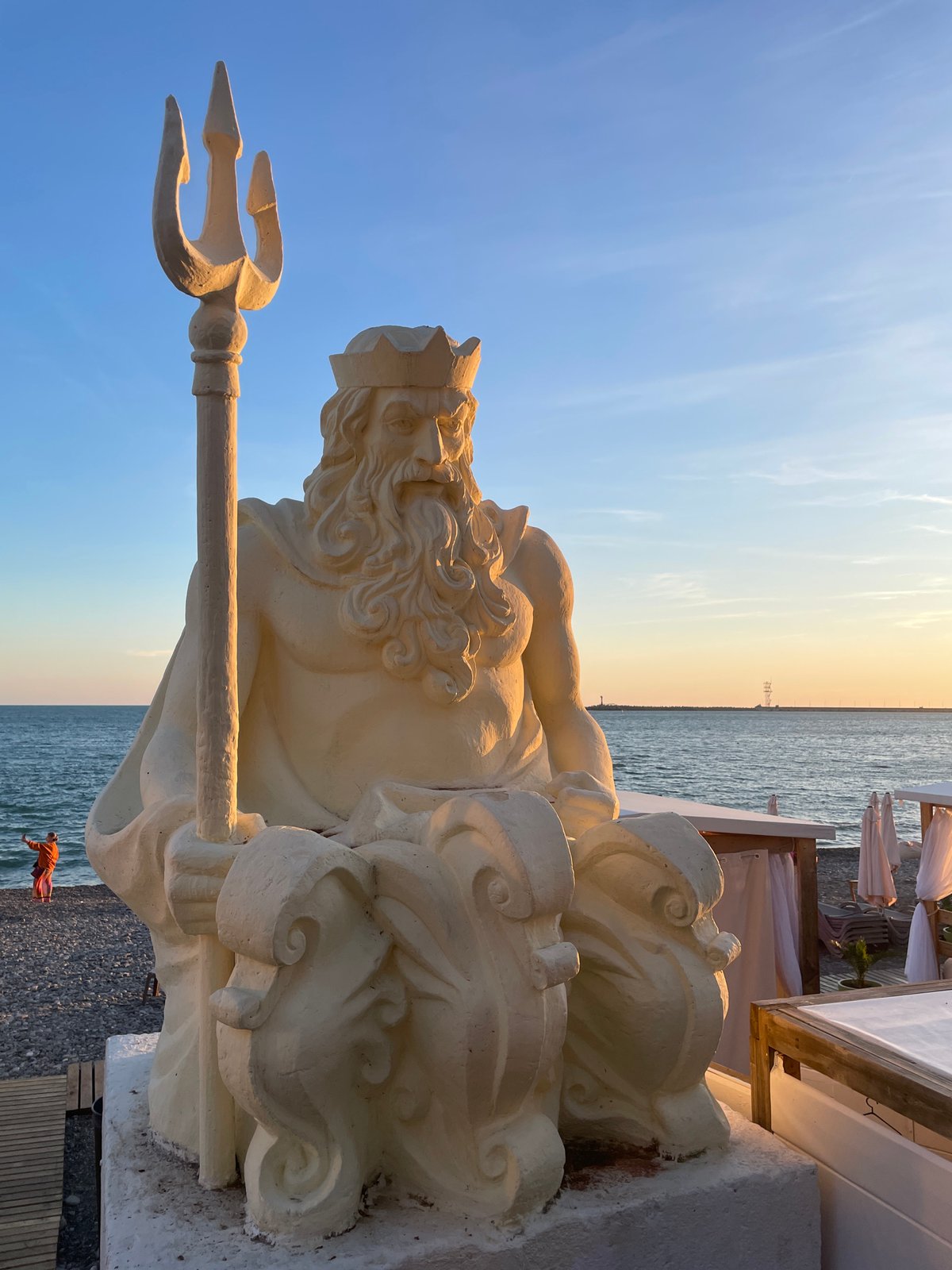Sochi's Black Sea waterfront at golden hour
