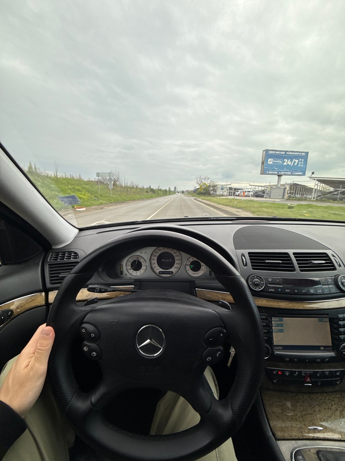 Early morning drive captured from inside Mercedes-Benz in Sofia