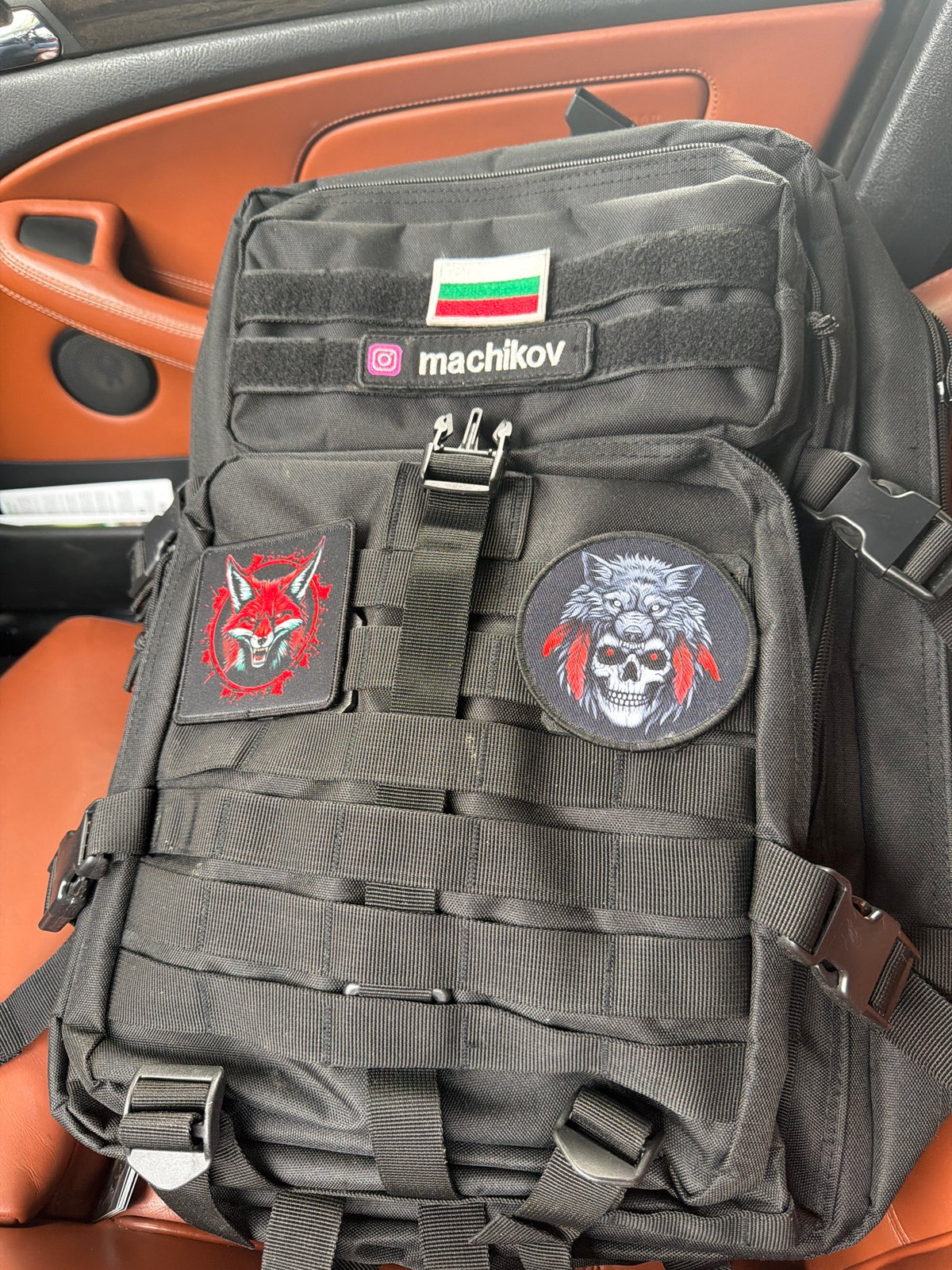 Vehicle interior with tactical gear documented in Sofia