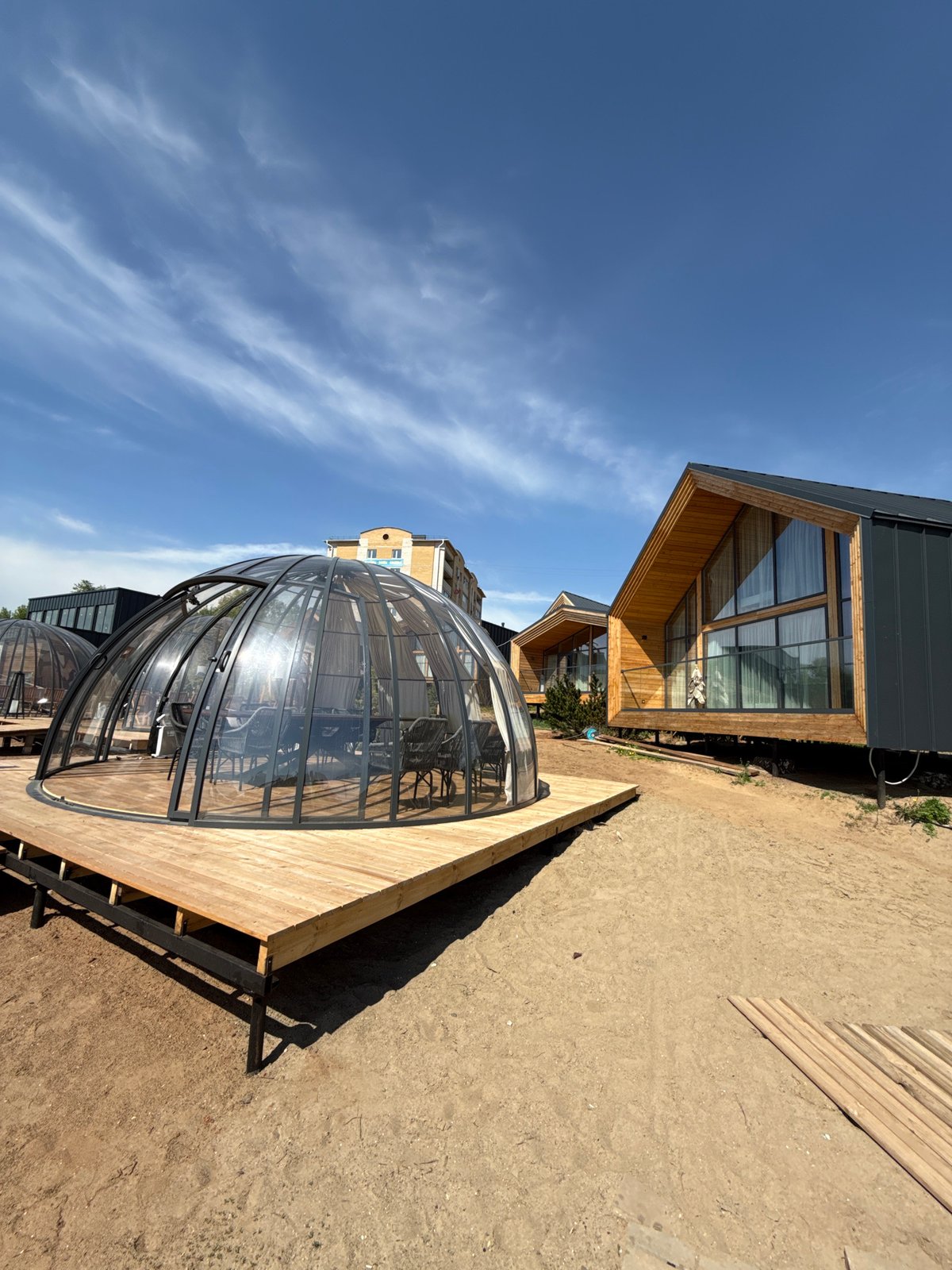 Modern waterfront architecture and urban scenes documented in Votkinsk