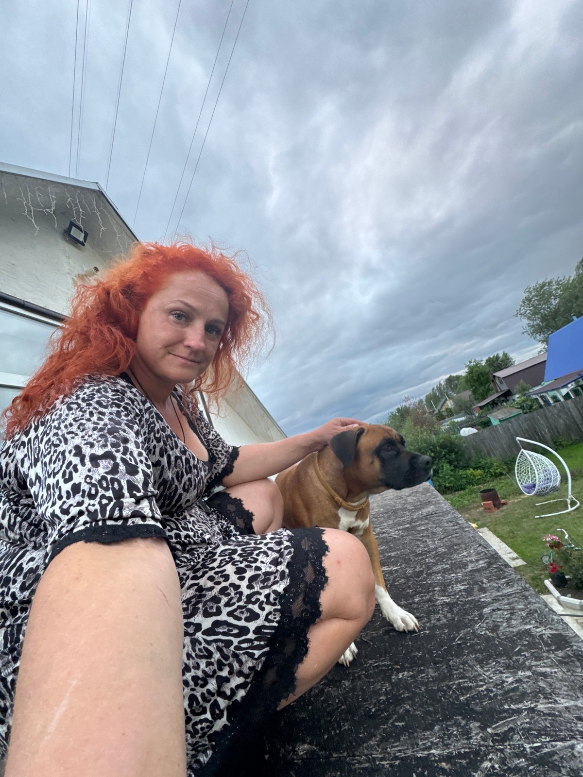 Dog selfies and power line skies at golden hour in Chaikovsky