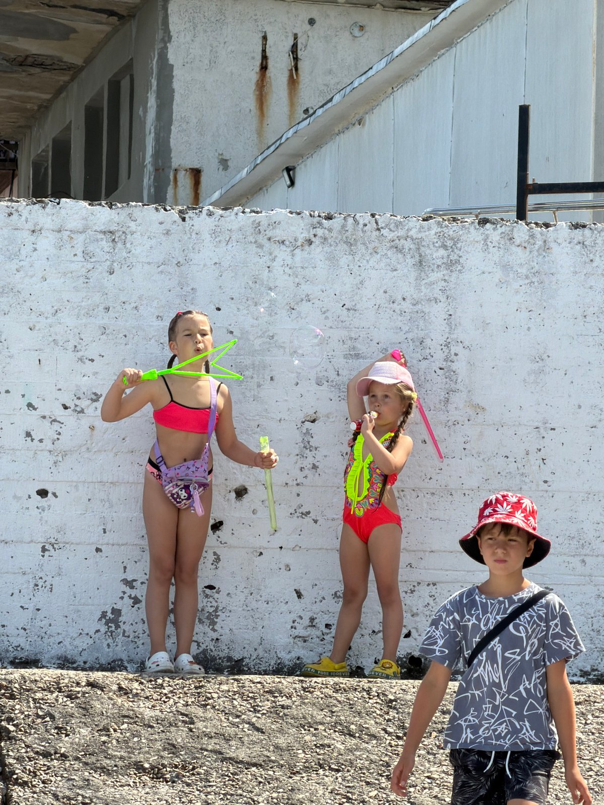 Lazy summer afternoon on a Crimean pebble beach