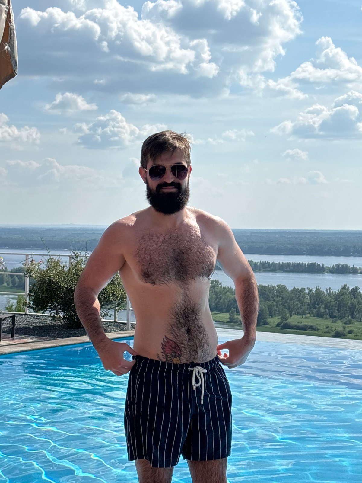 Lazy afternoon floating in an infinity pool overlooking the Volga