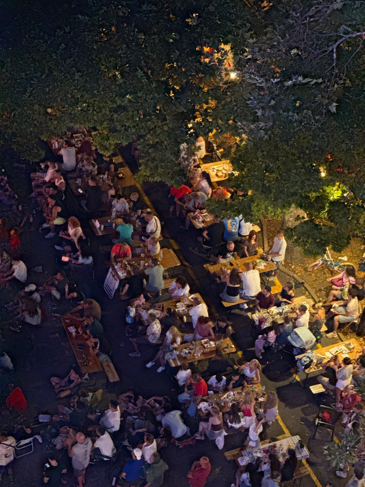 Burgas park buzzes with rides, crowds, and outdoor screens at night