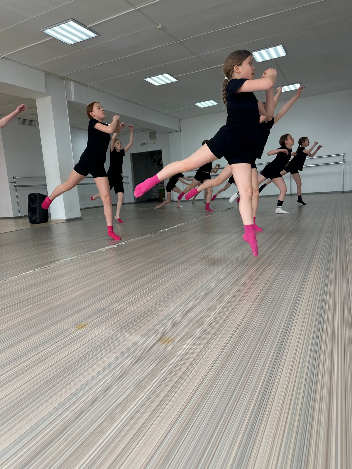Young dancers practice in studio class in Votkinsk