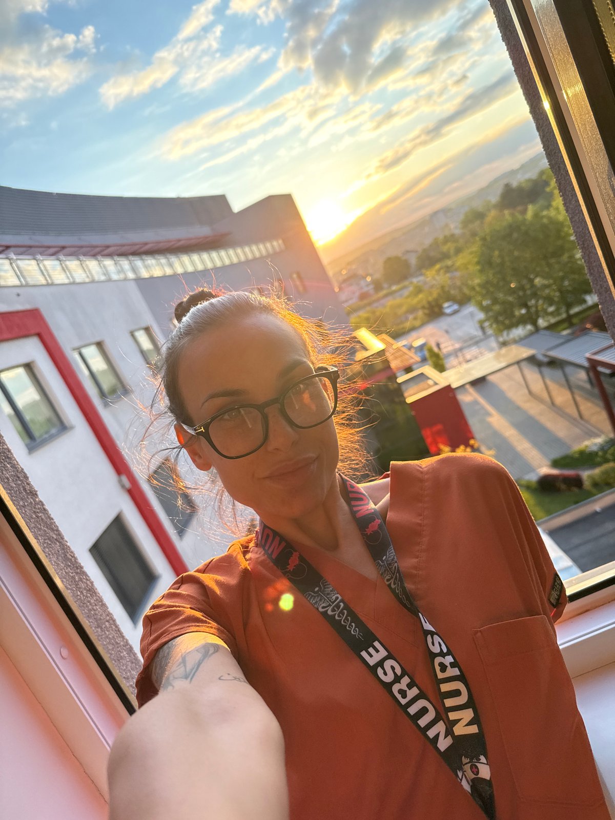 Nurse takes break during night shift in Pleven, Bulgaria