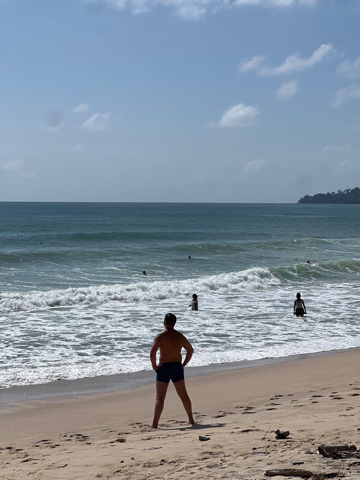 Busy beach morning at Choeng Thale, Phuket