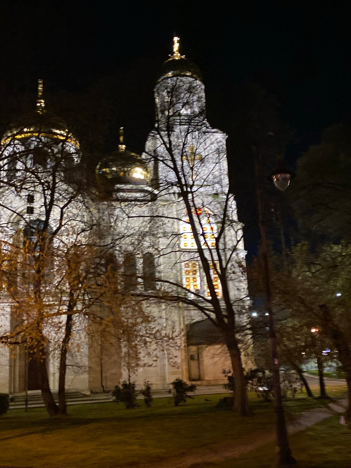 Evening documentation captures illuminated Varna landmarks in Bulgaria