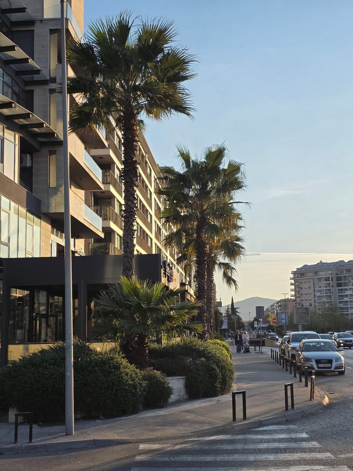 Urban scenes documented across Podgorica during evening hours