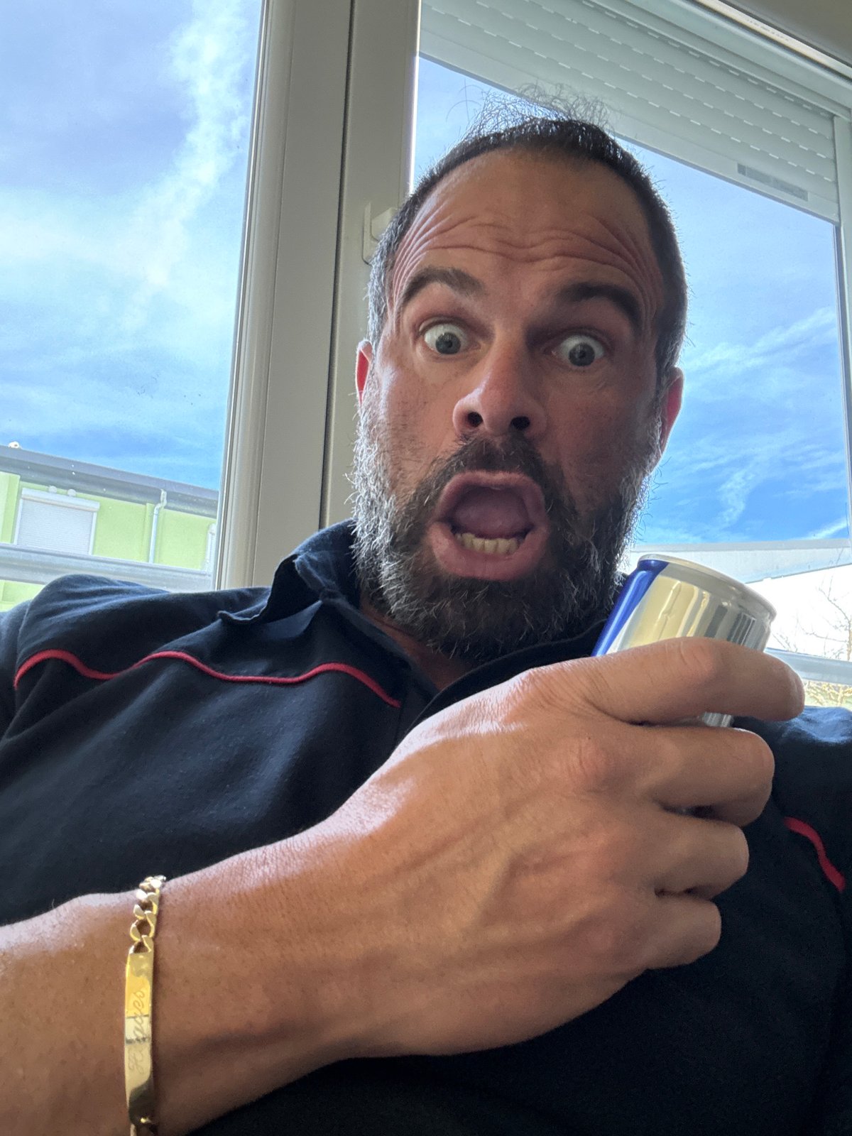 Man photographed with surprised expression in Diekirch, Luxembourg