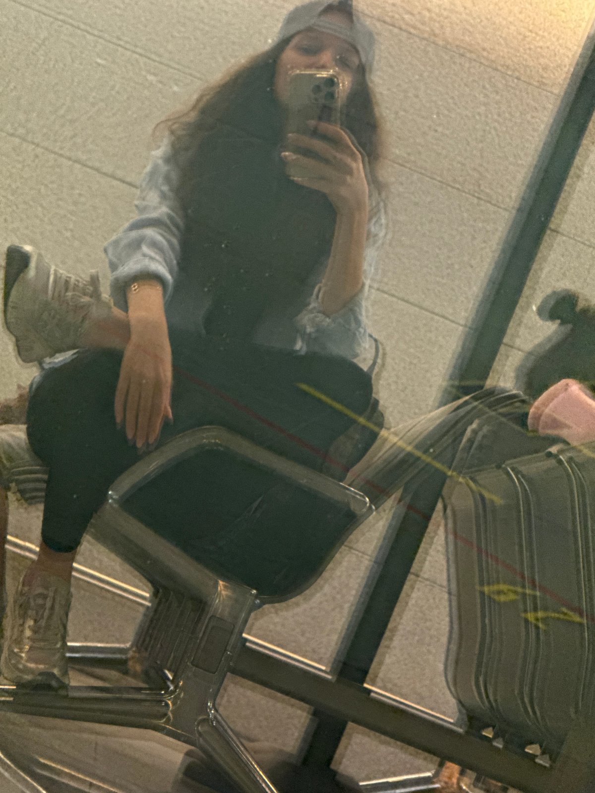 Woman takes selfies at Moscow's Vnukovo Airport