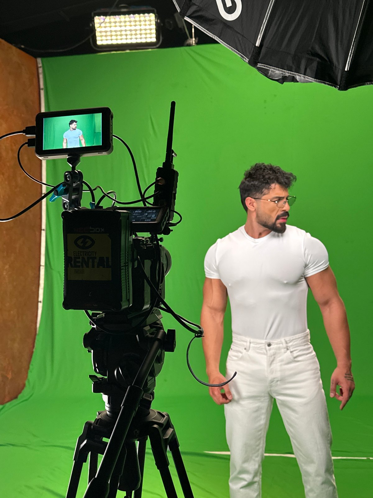 Film production underway on green screen stage in Sofia