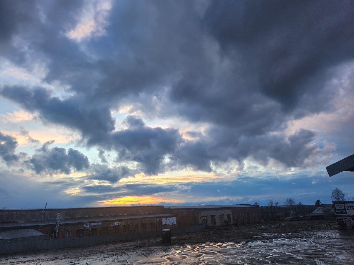 Dramatic cloudy sky observed over Krasnogorskoye, Russia