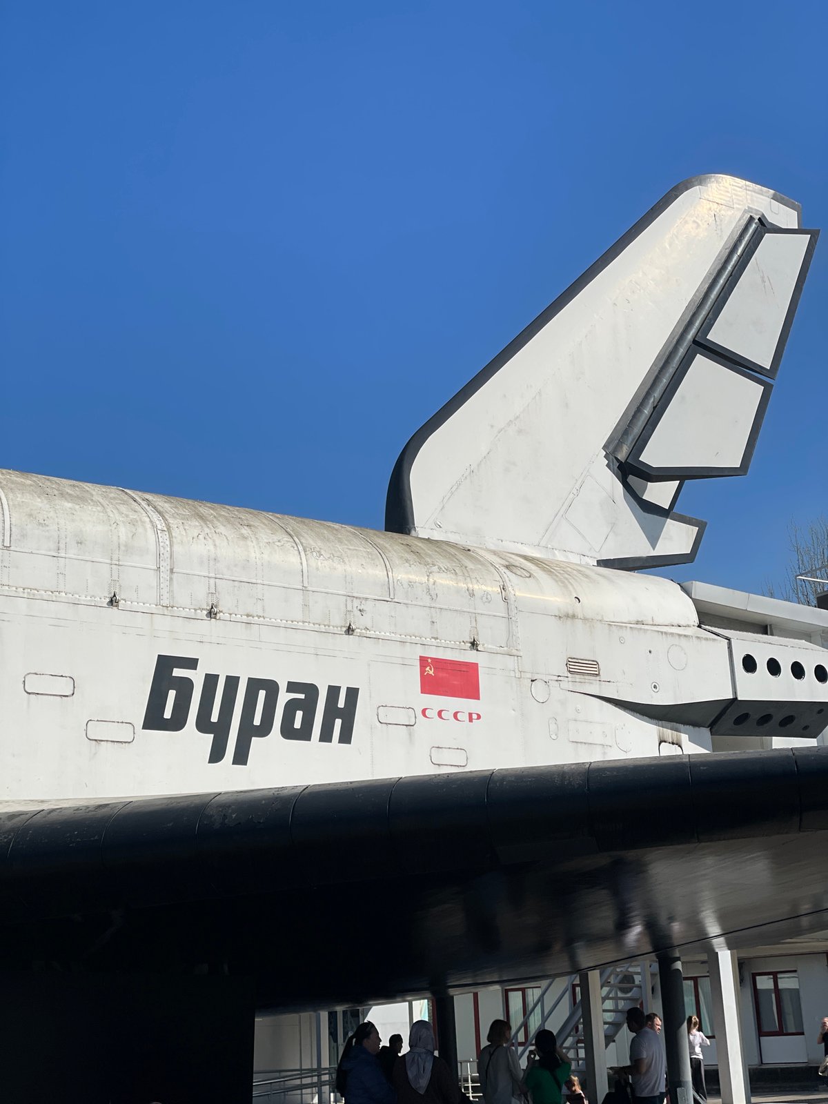 Visitor documents Buran spacecraft site and takes selfies in Khimki