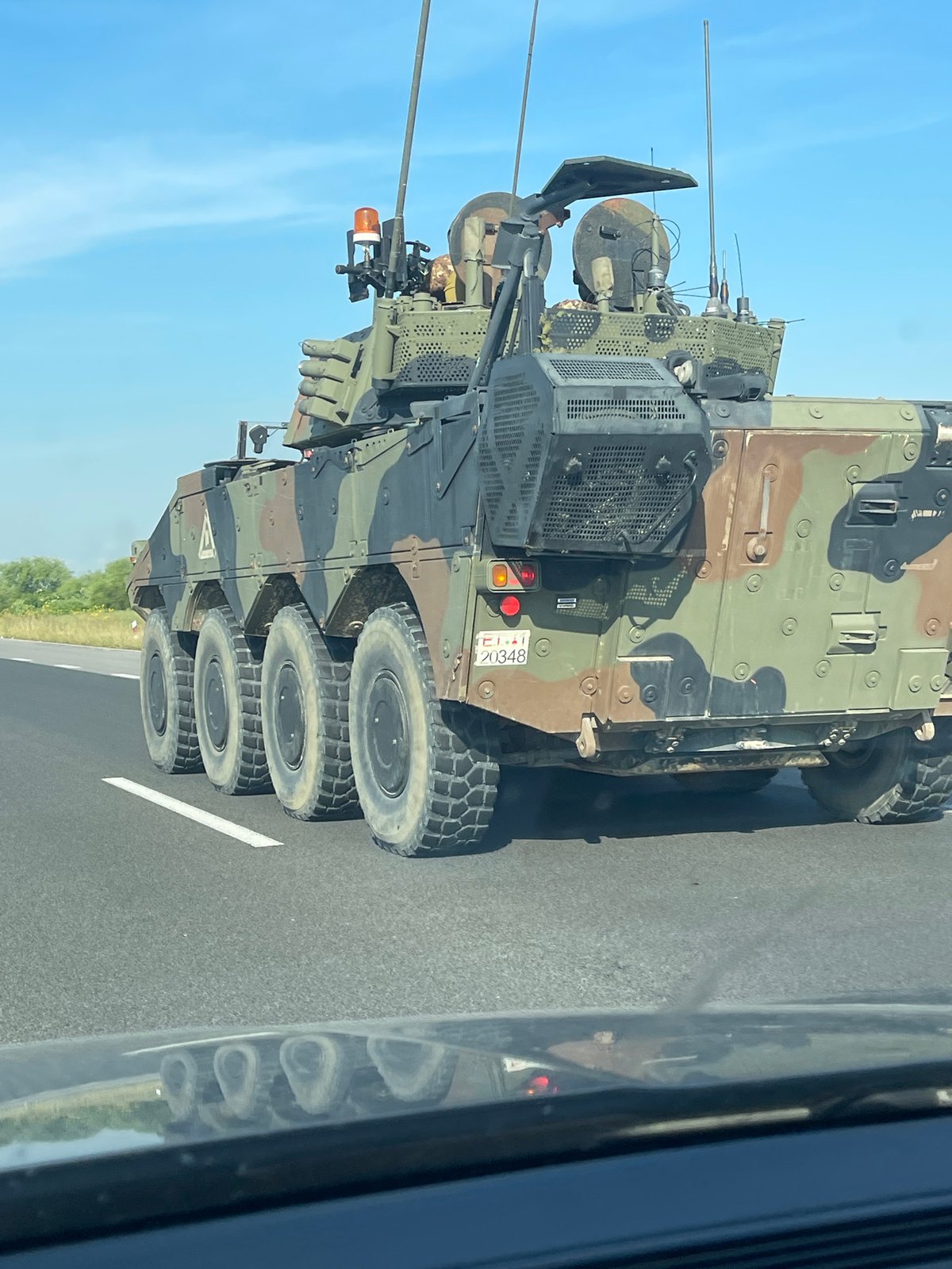 Military armored vehicle spotted on road in Bulgarian village