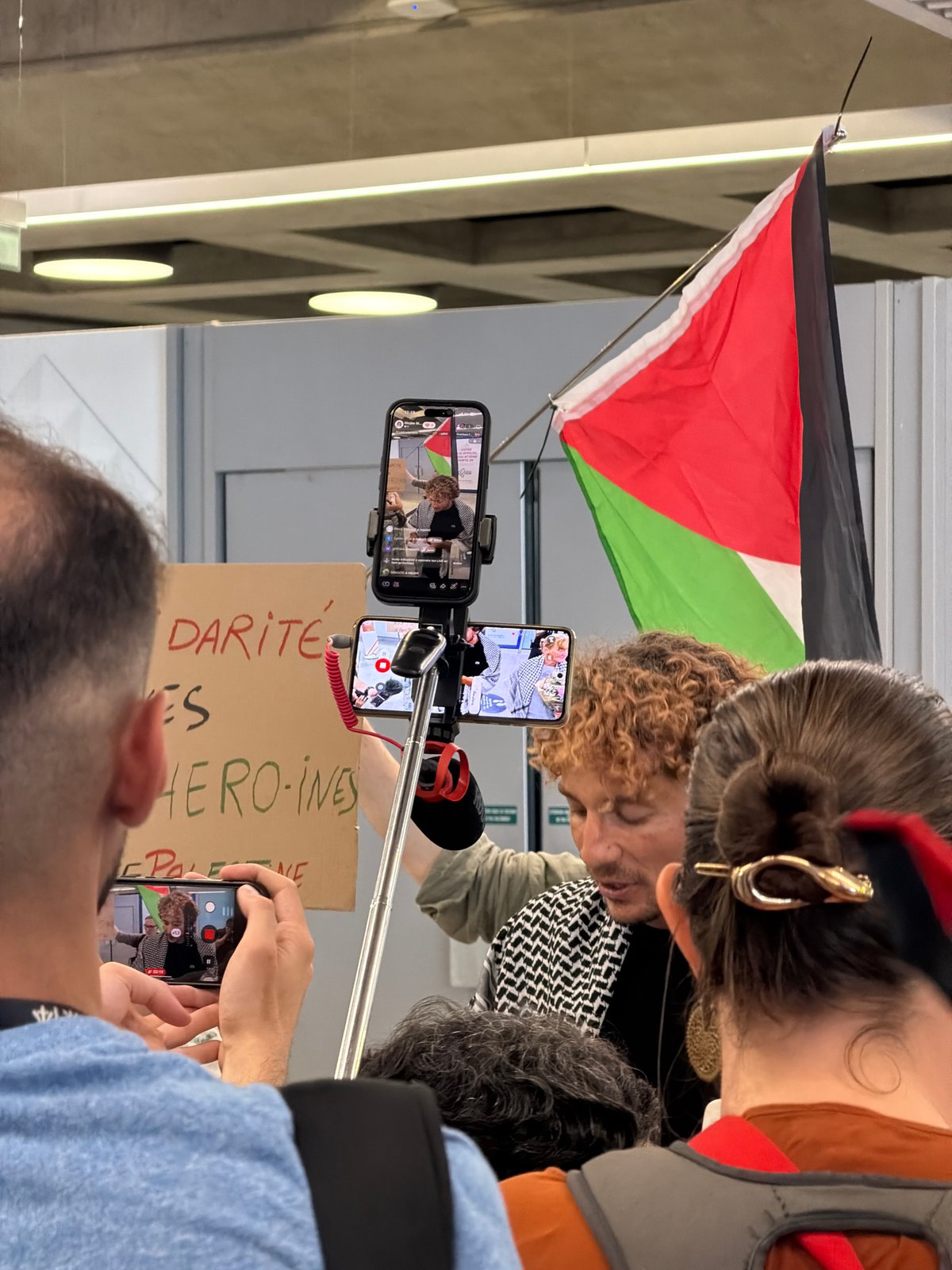 Pro-Palestinian demonstration held inside airport terminal in Mauregard, France
