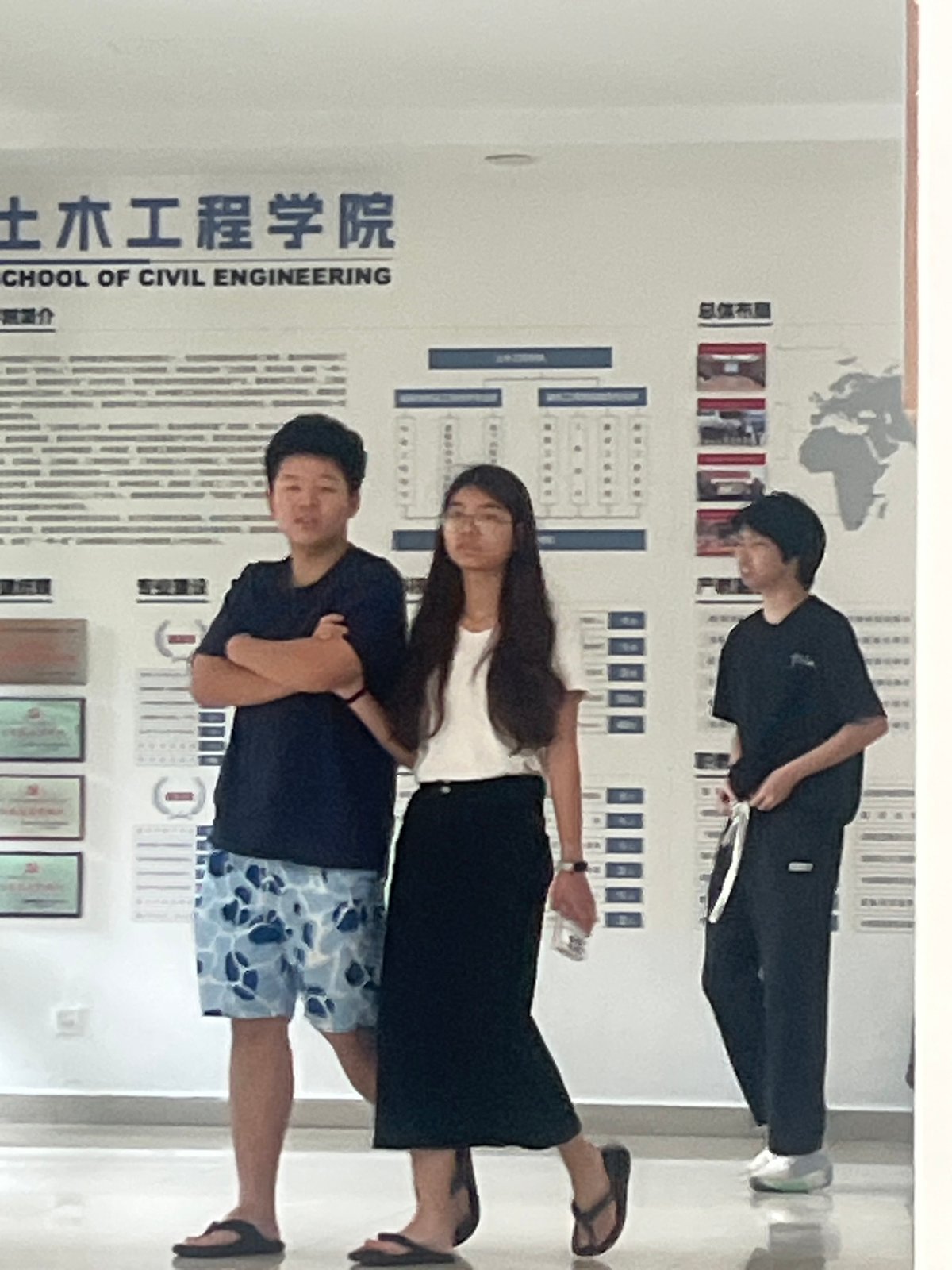 Inside a decorated school in Jiangjin during a group visit
