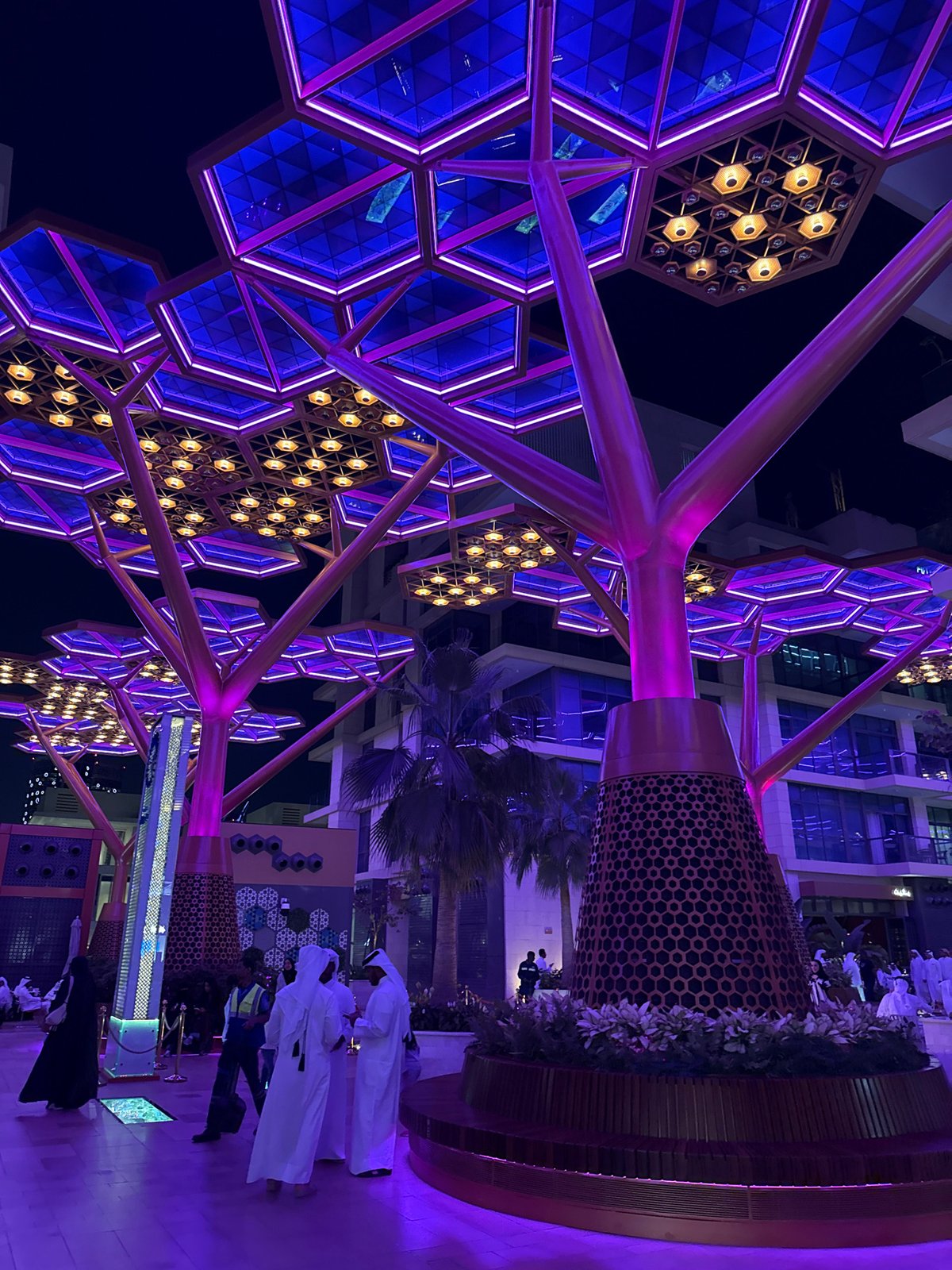 Nighttime street scenes documented across Doha, Qatar