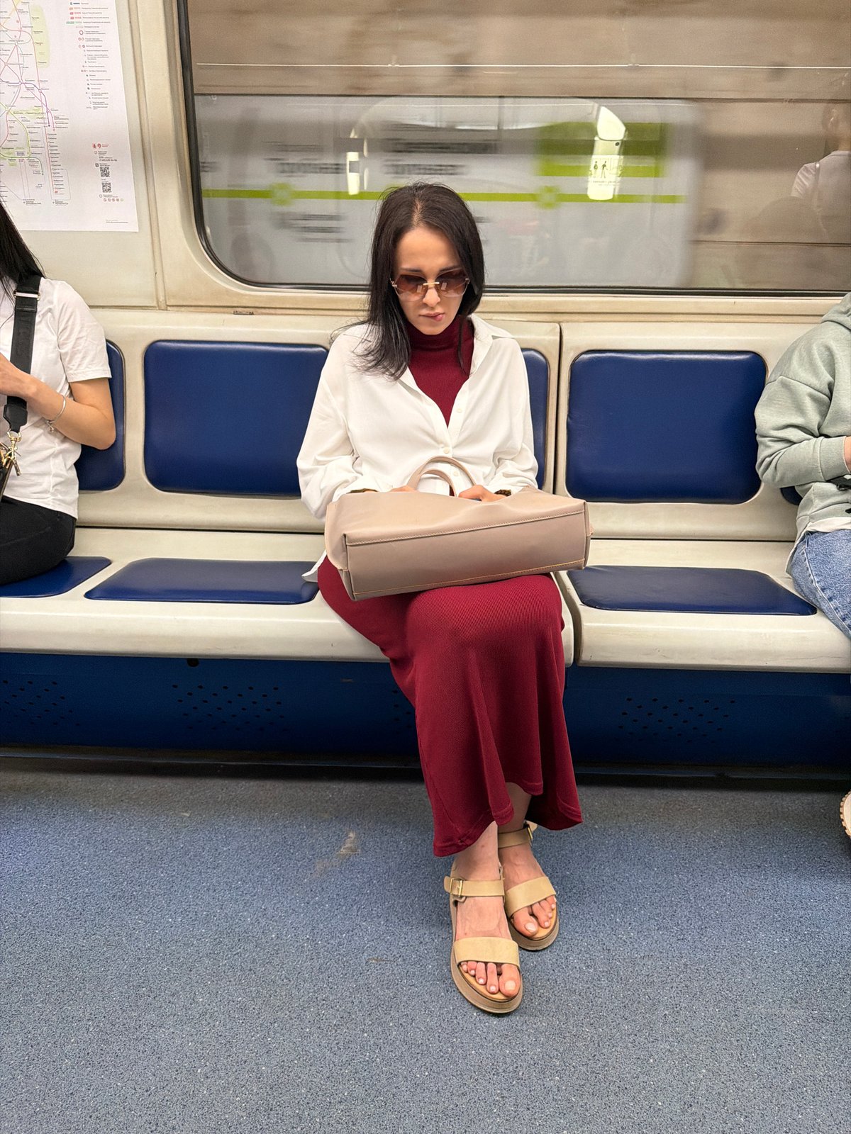Morning commute inside the Moscow Metro system