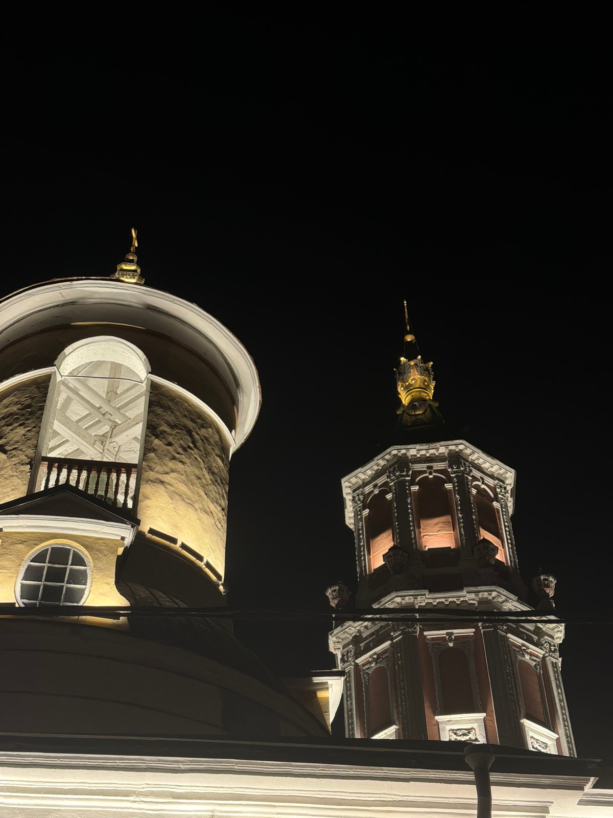 Moscow's historic landmarks illuminated during Friday evening hours