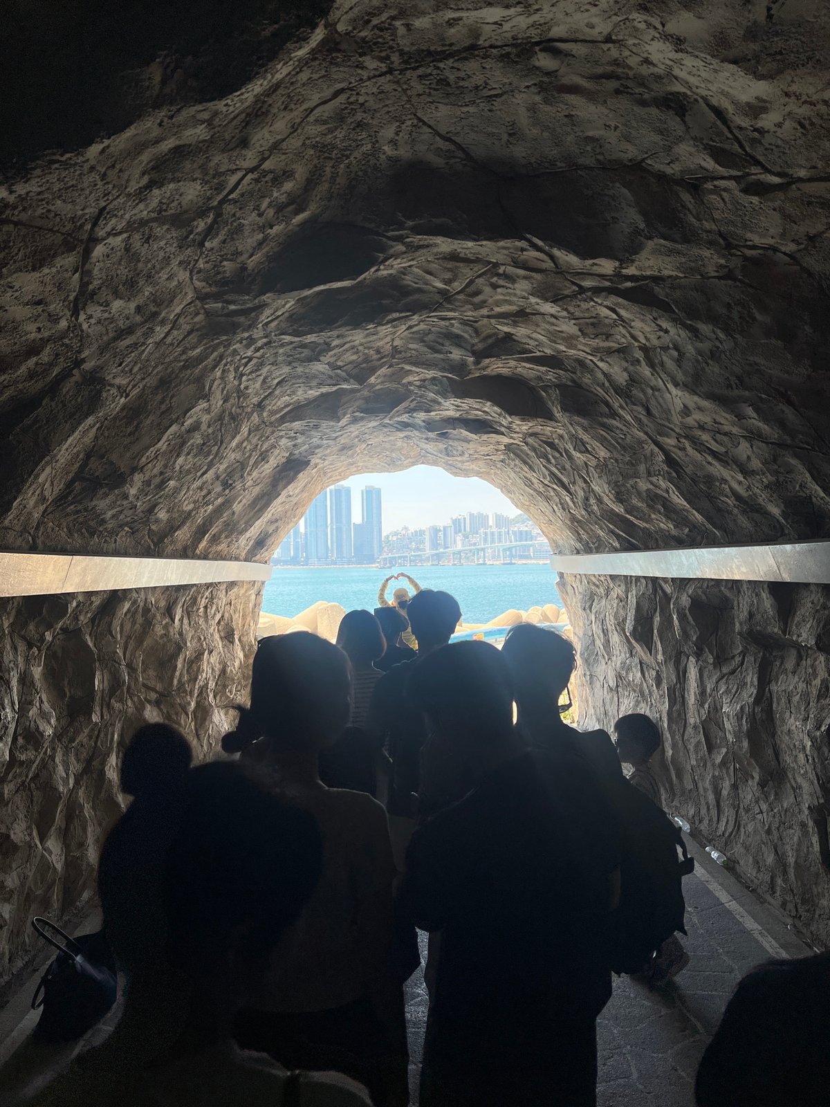 Cave interior with ocean view photographed in Busan
