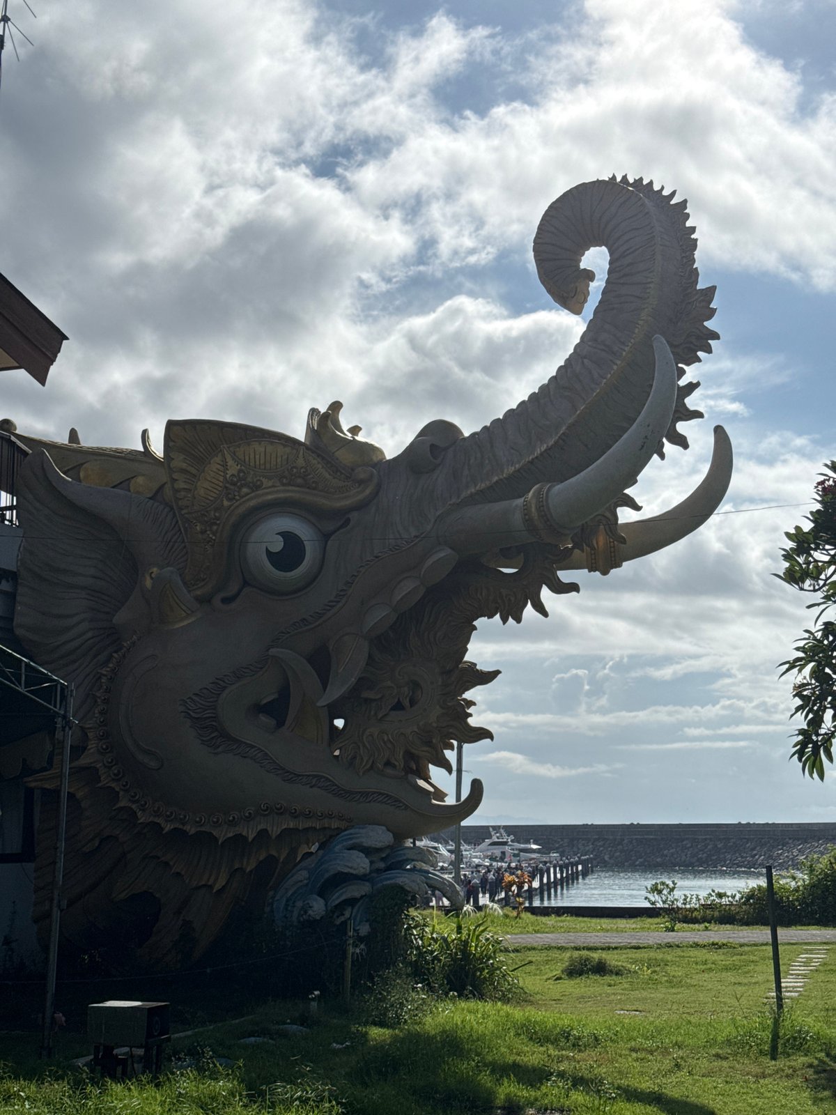 Mythological creature sculpture photographed in Denpasar, Indonesia