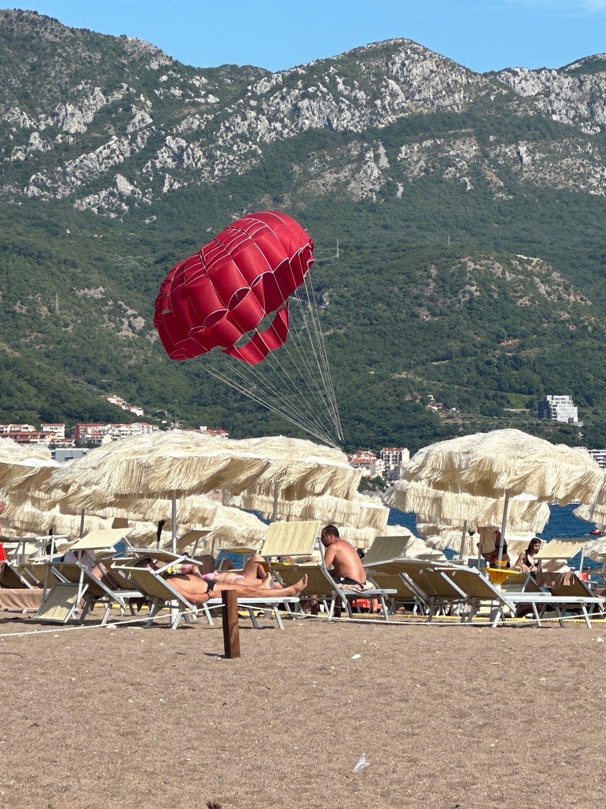 Parasailing and sun-lounging on the Boreti beach, Montenegro