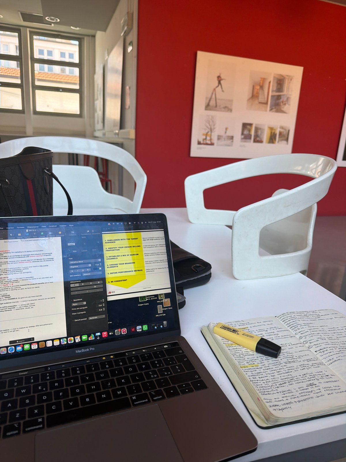 Milan workspace scene captured with laptop and modern furniture