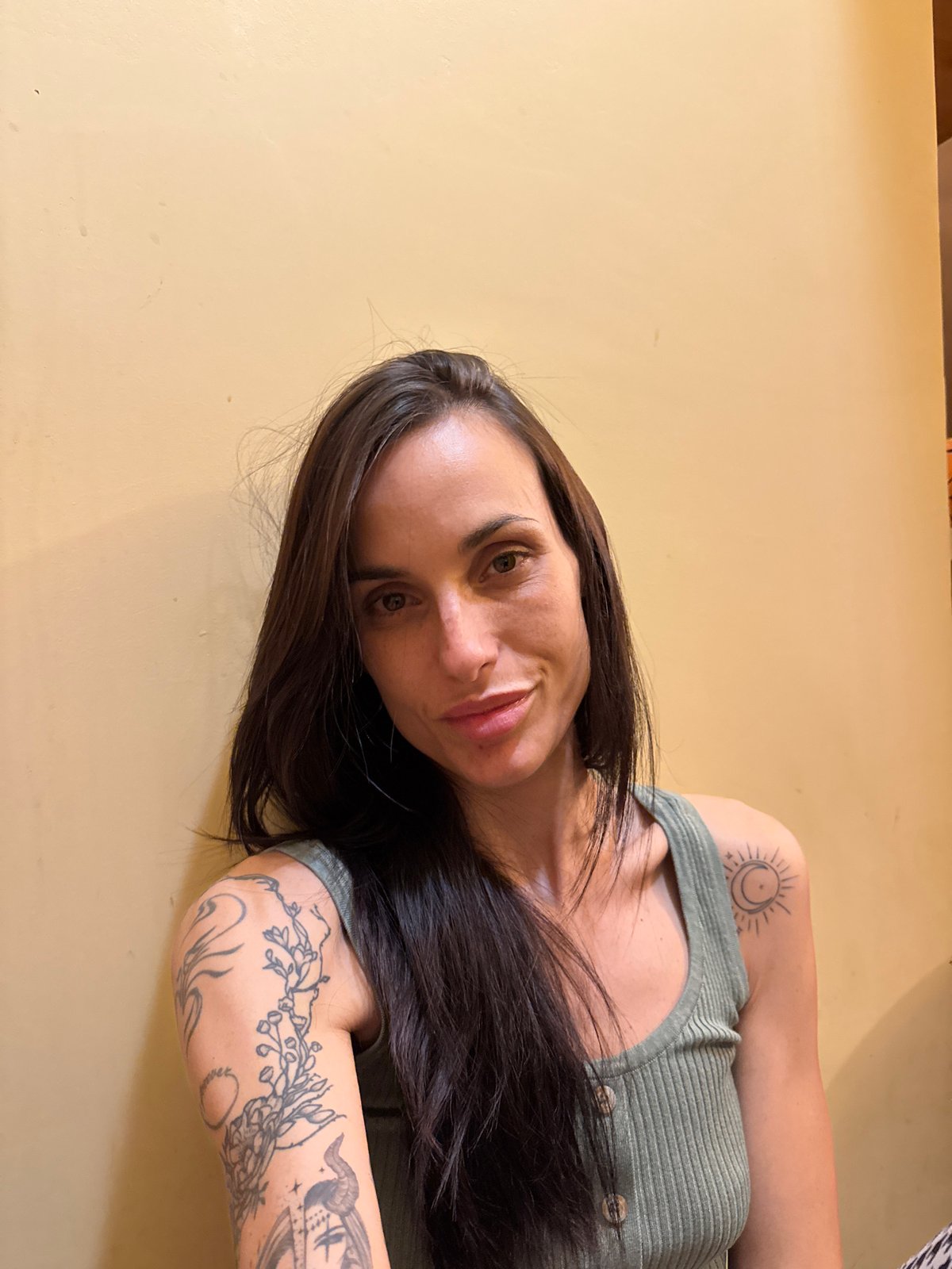 Woman with tattoos photographed in selfie in Pleven
