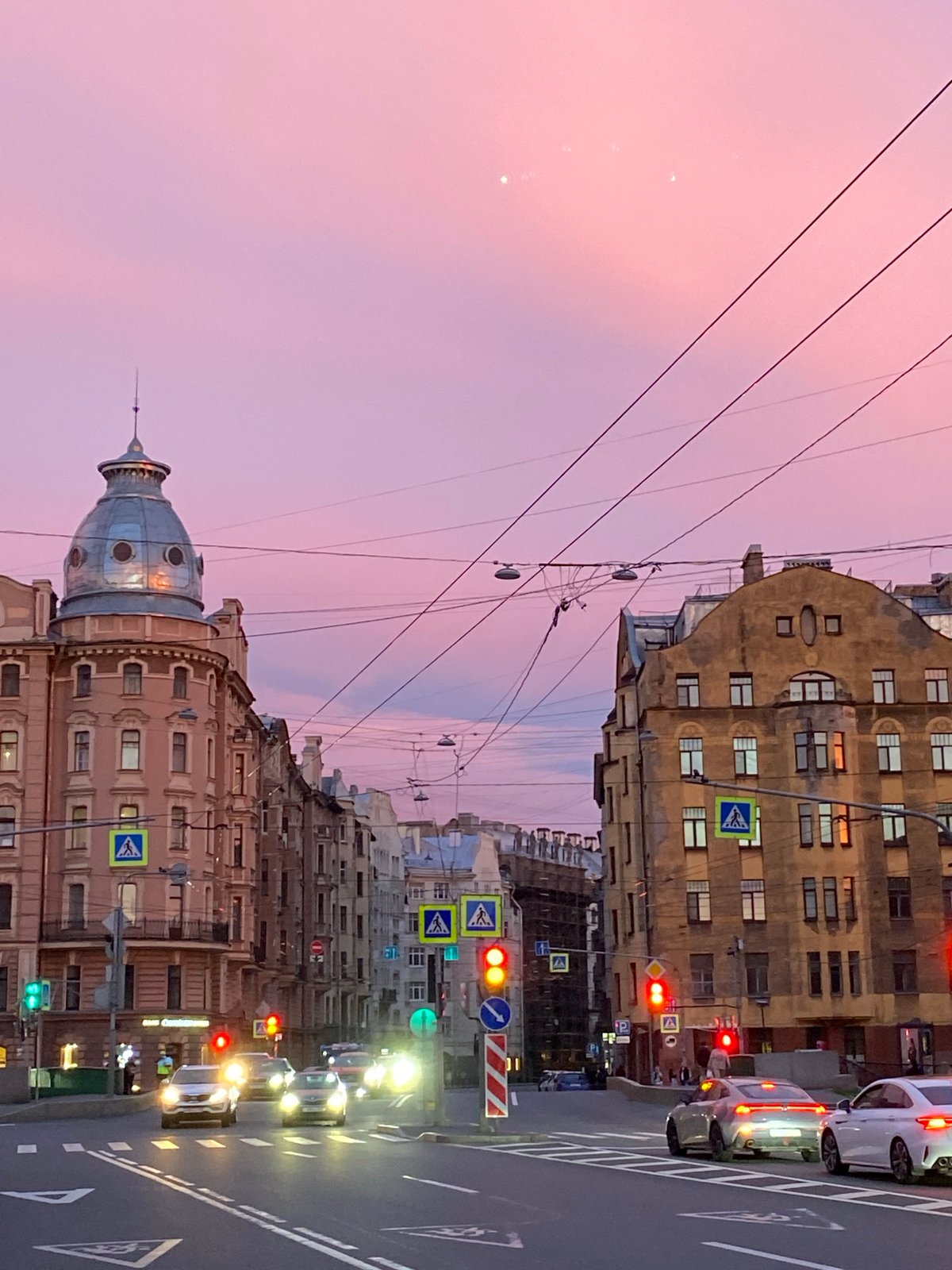 Saint Petersburg glows under a dramatic summer evening sky