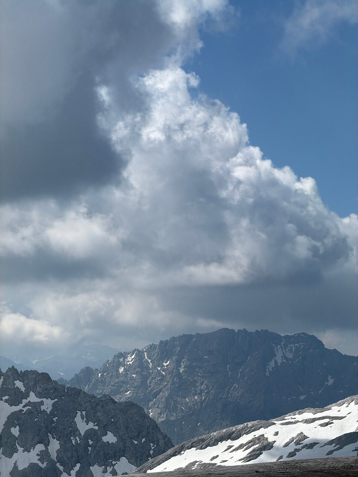 Summer morning at the Zugspitze, snow still on the peaks