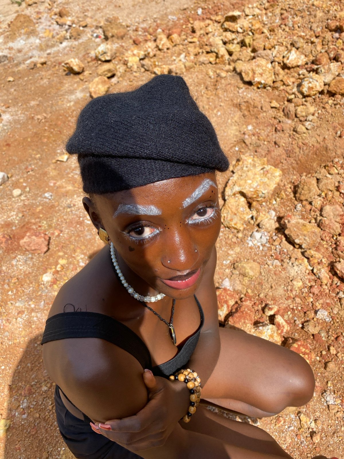 Fashion shoot on rocky terrain near Jos, Nigeria