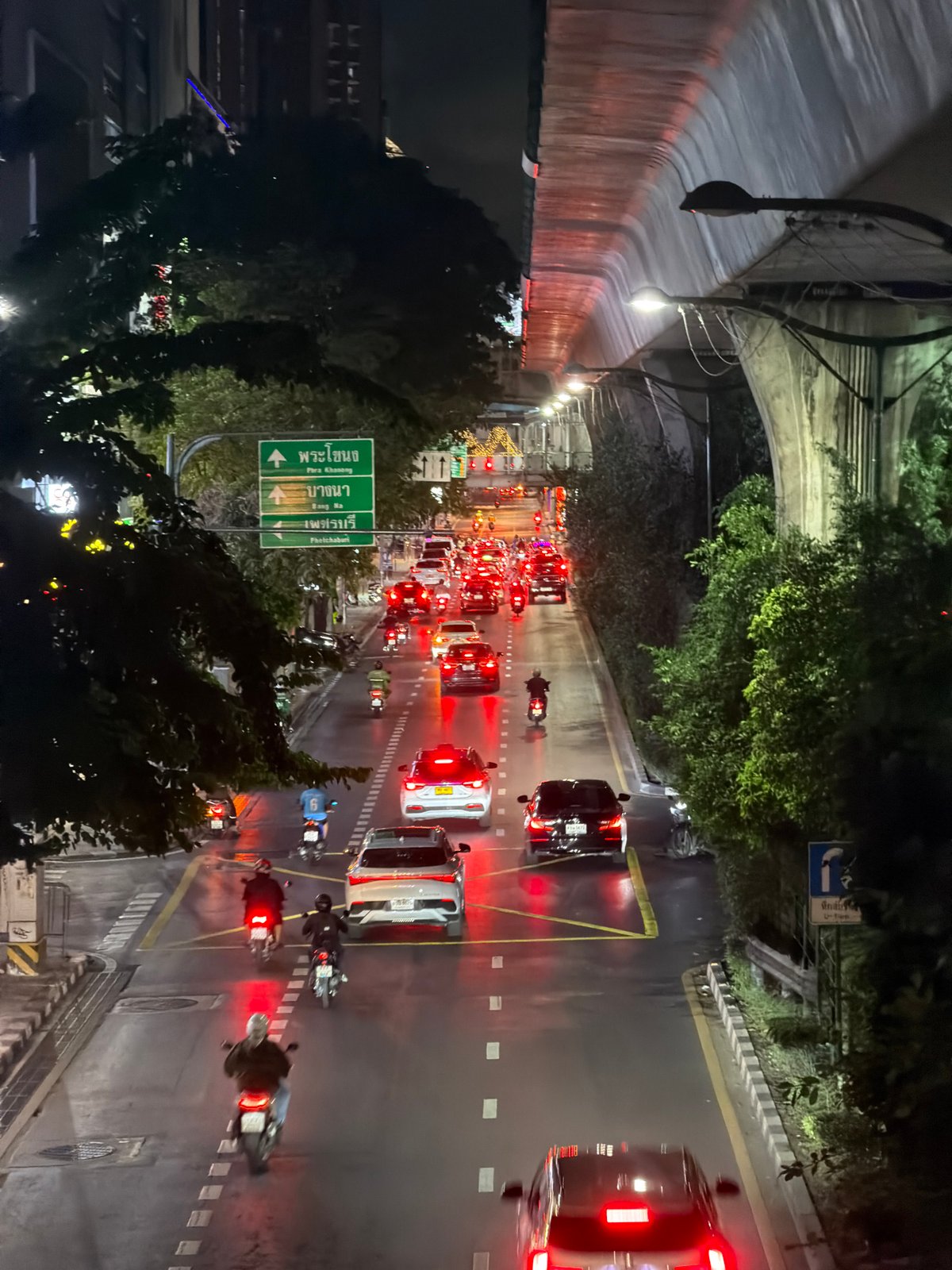 Heavy nighttime traffic observed on unidentified urban street