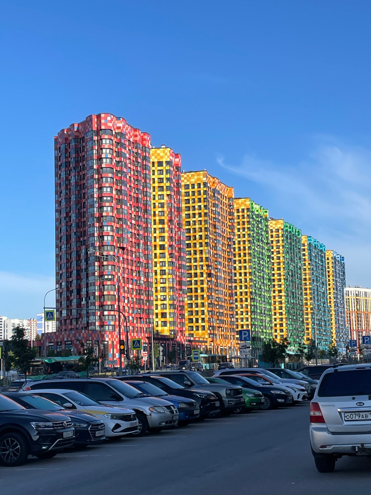 Colorful new residential district in Saint Petersburg, summer 2026