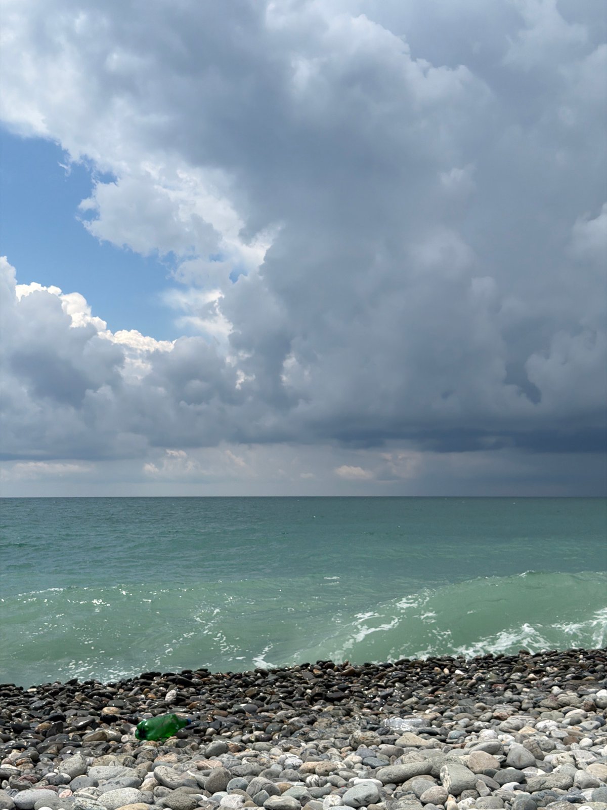Stormy morning on Sochi's Black Sea pebble beach
