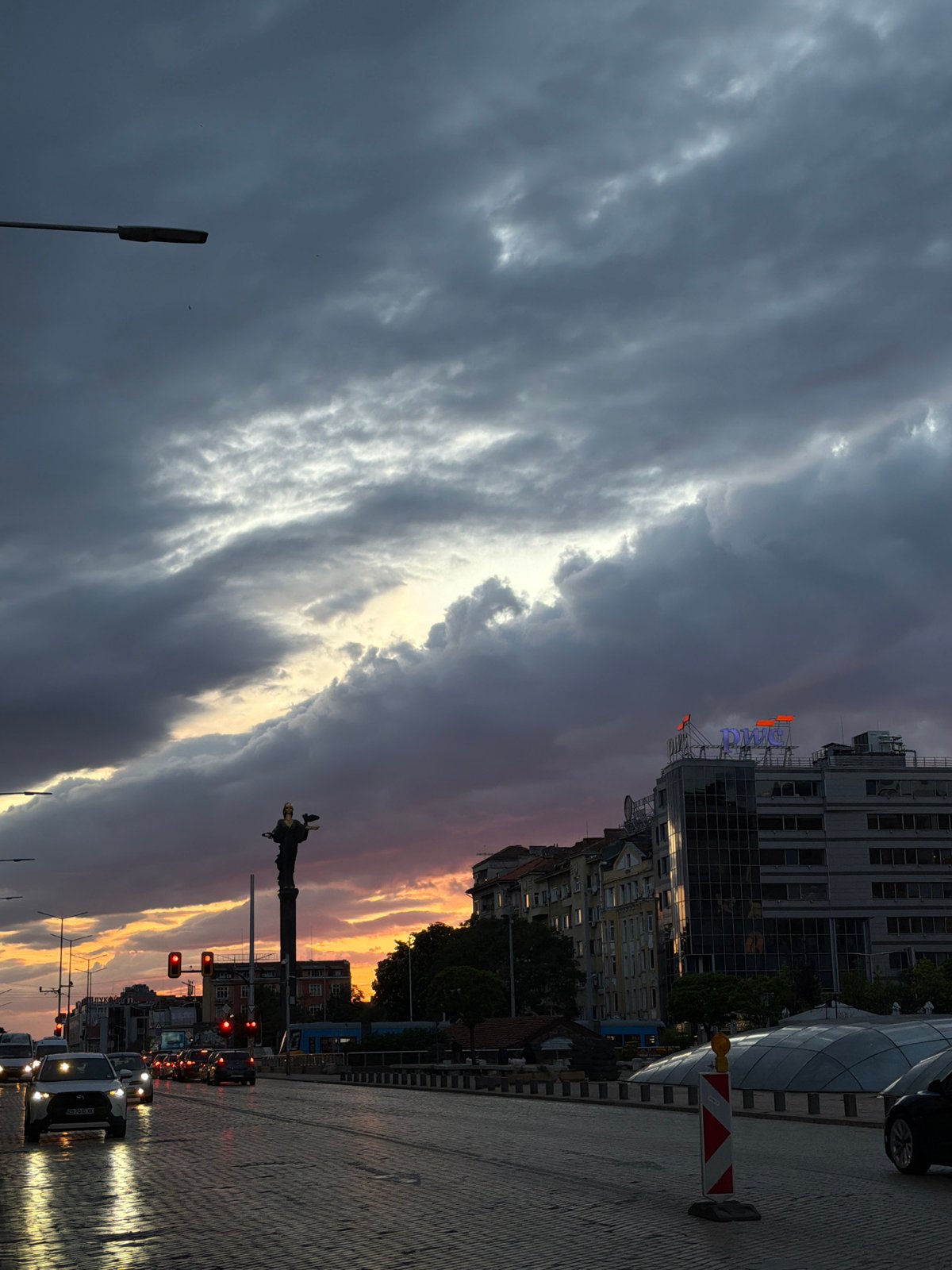 Evening walk through central Sofia captures government district at dusk