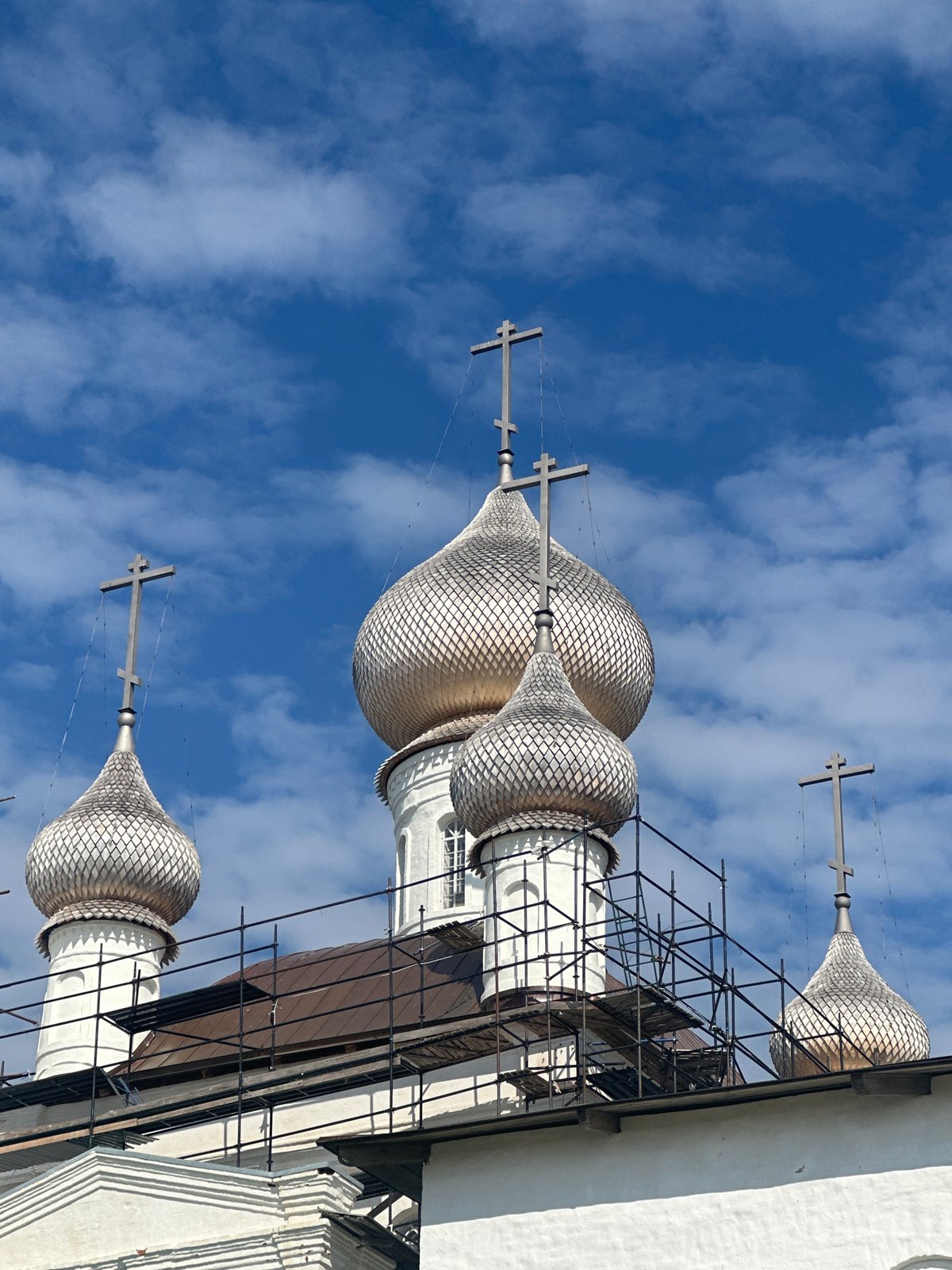 Tourist documents historic Solovetsky Monastery complex and grounds