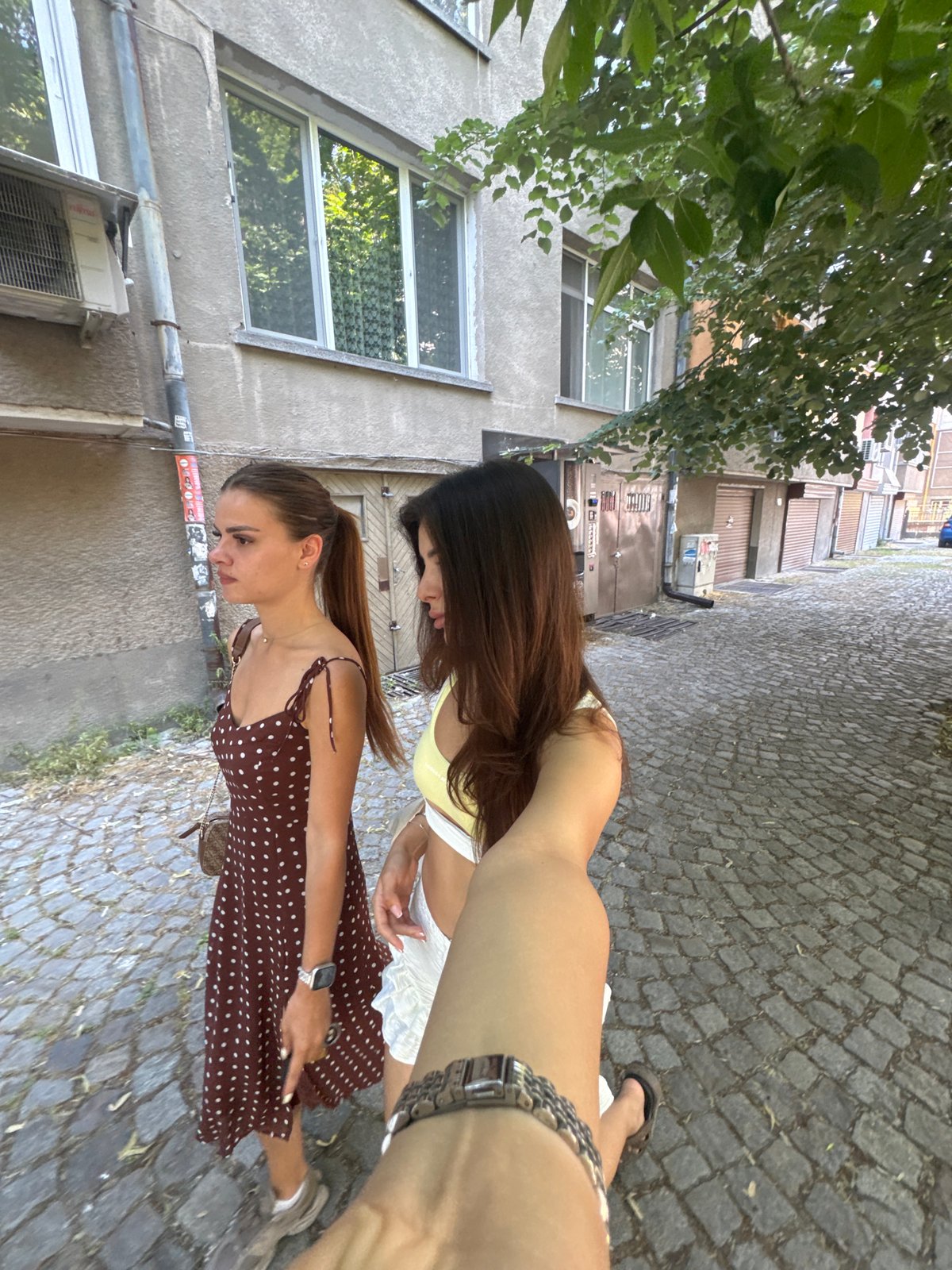 Exploring Plovdiv's Old Town streets on a sunny morning