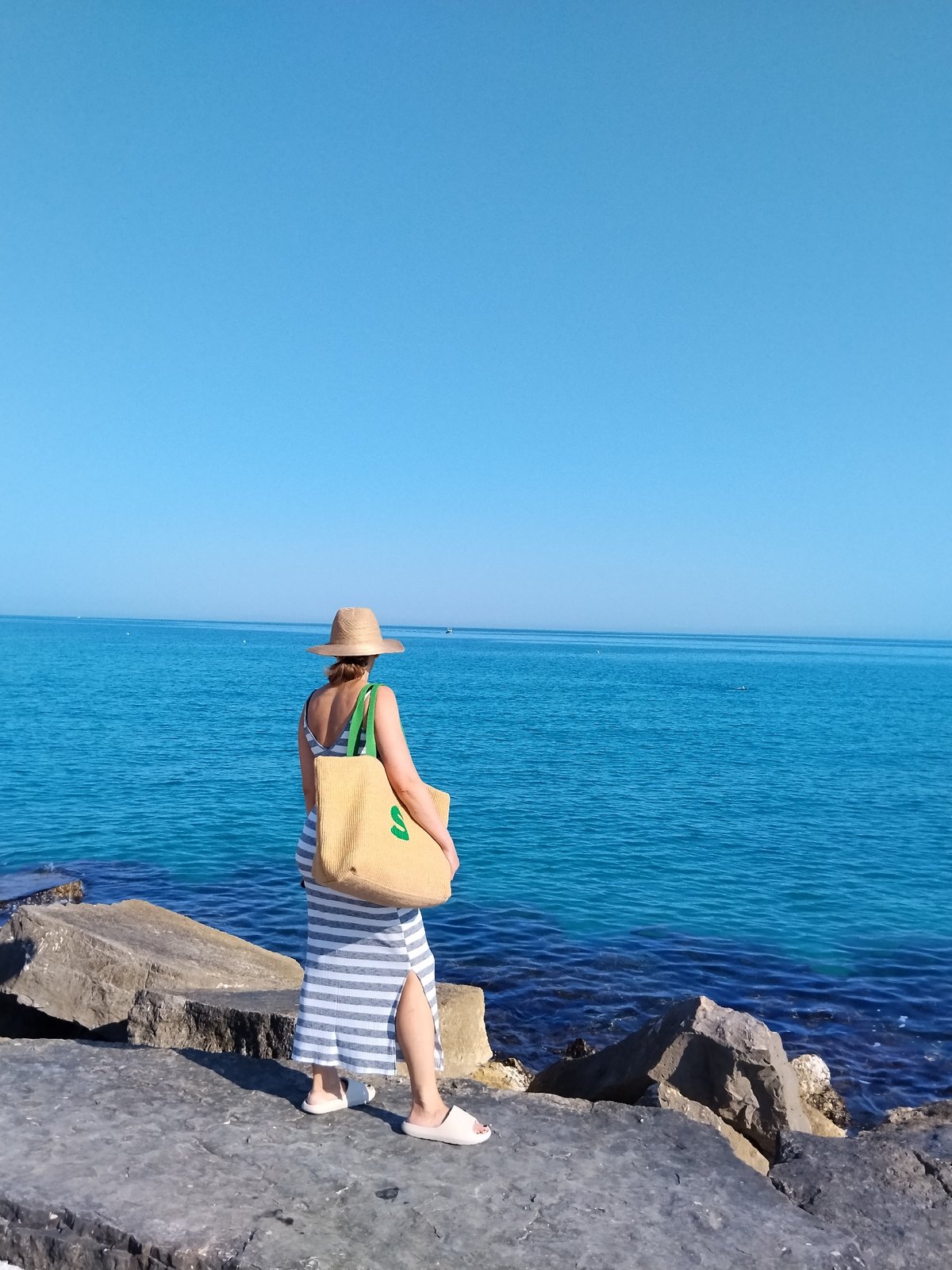Quiet morning on the Adriatic rocks in Bari