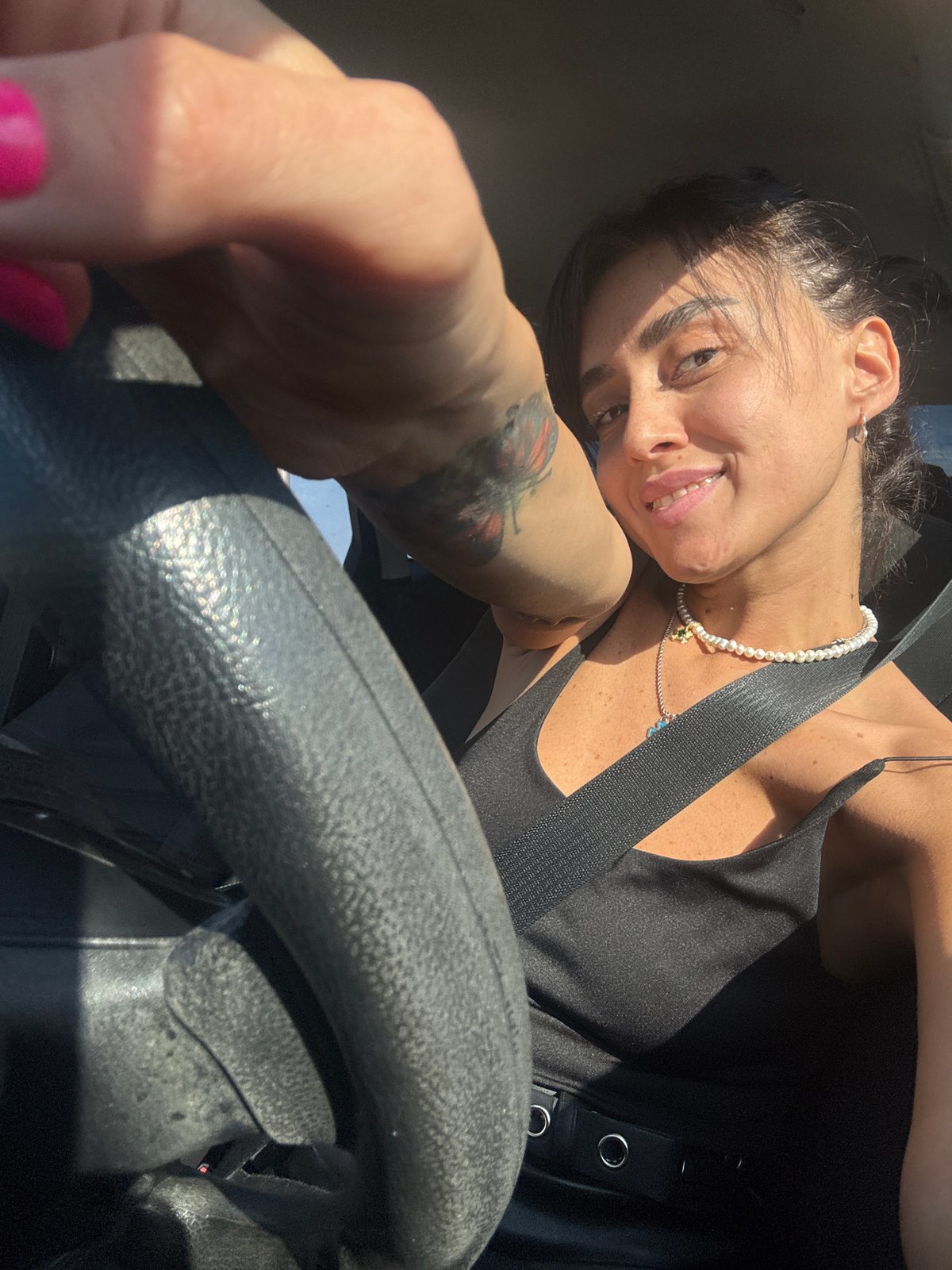 Selfie moment from the driver's seat in Tbilisi