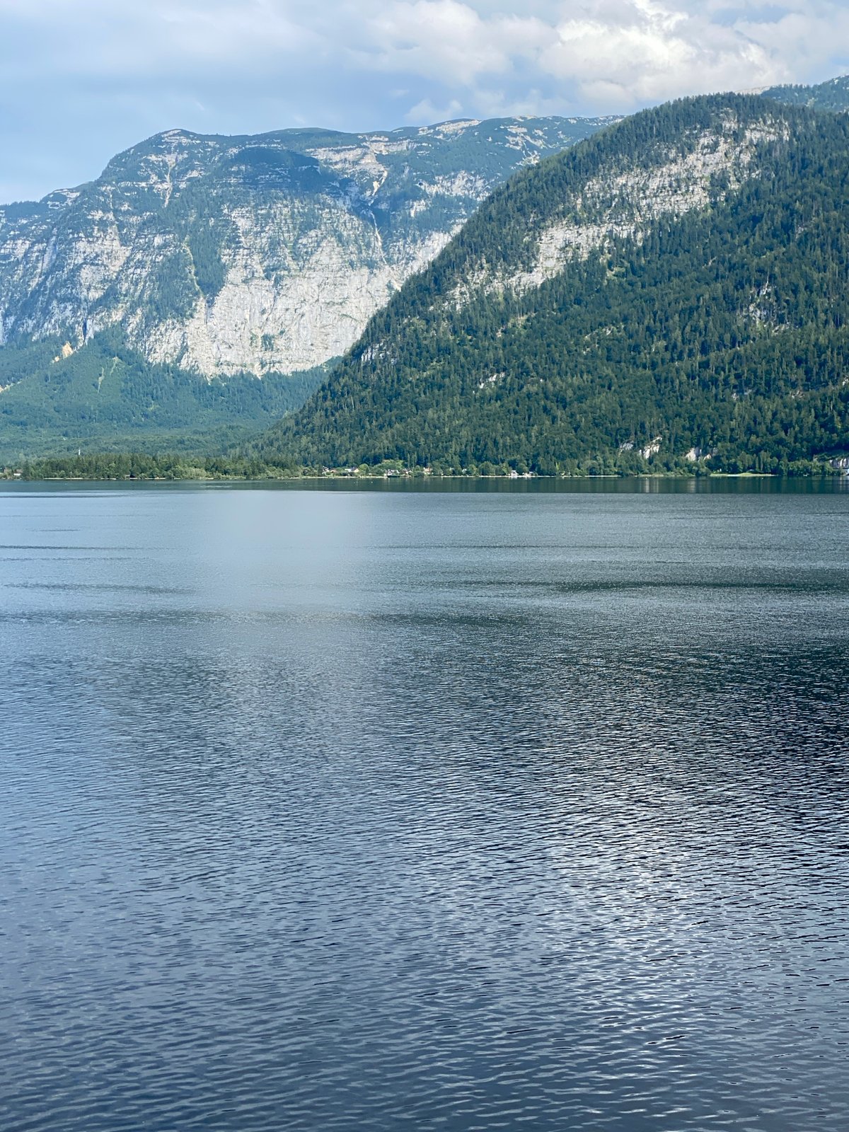 Hallstatt, Austria: lakeside town details on an overcast afternoon