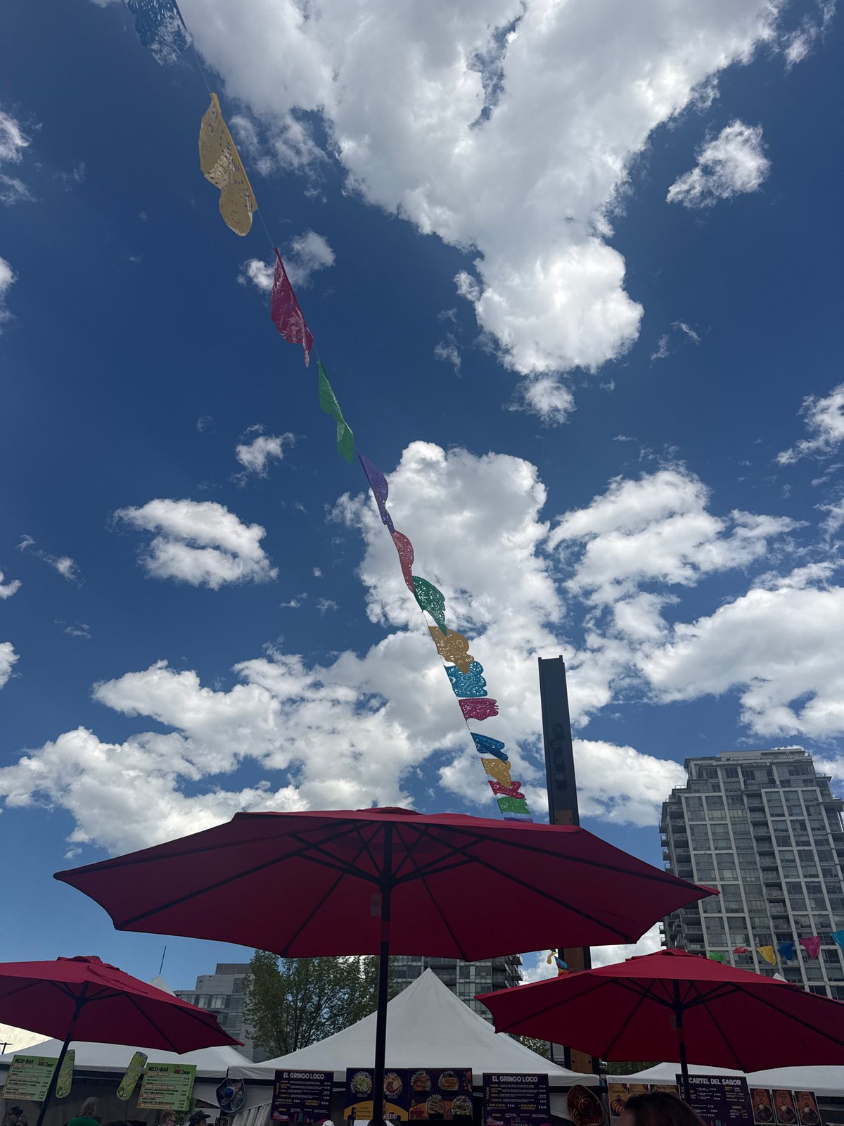 Outdoor market or festival underway in downtown Calgary