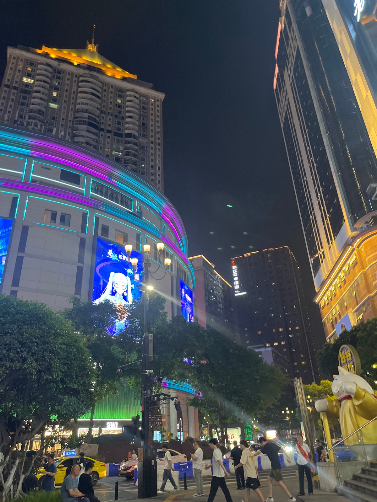 Yuzhong District streets lit up at night in Chongqing