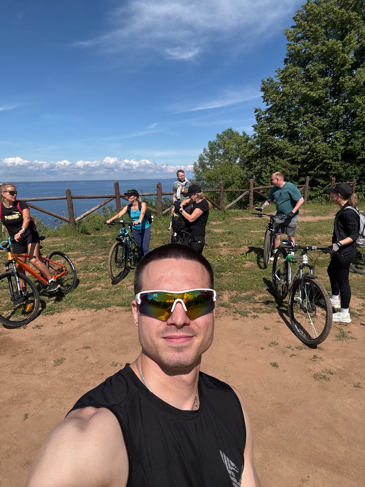 Group ride to a riverside overlook near Kostovaty, Russia