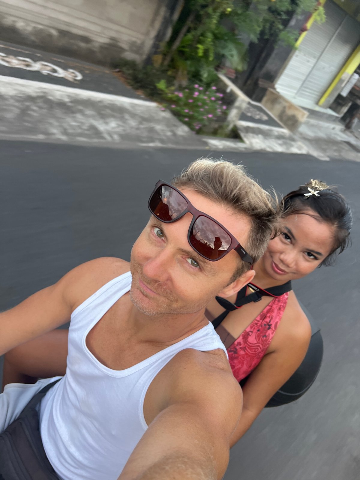 Couple photographed together in Sukawati, Indonesia